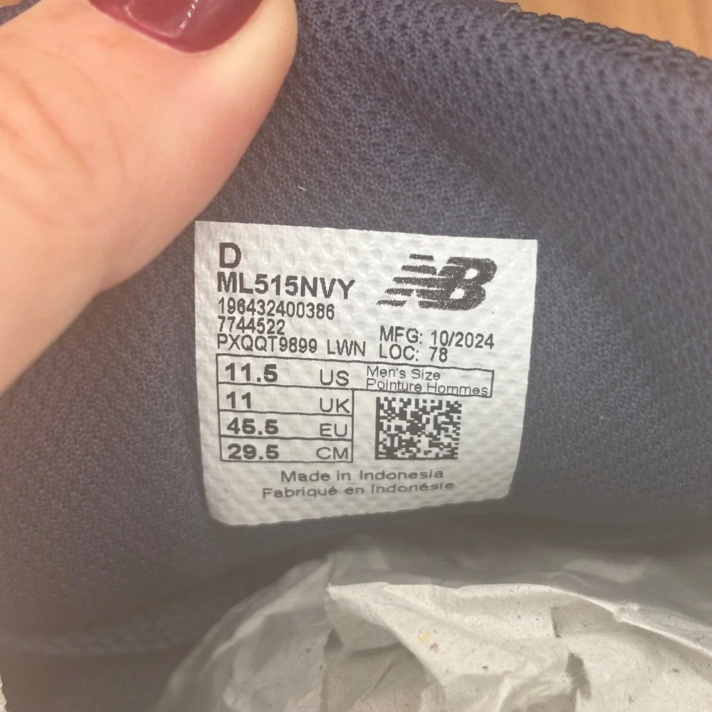 New Balance 515 Sneaker Mens 11.5 Navy Blue ML515NVY Suede Mesh Low Top New